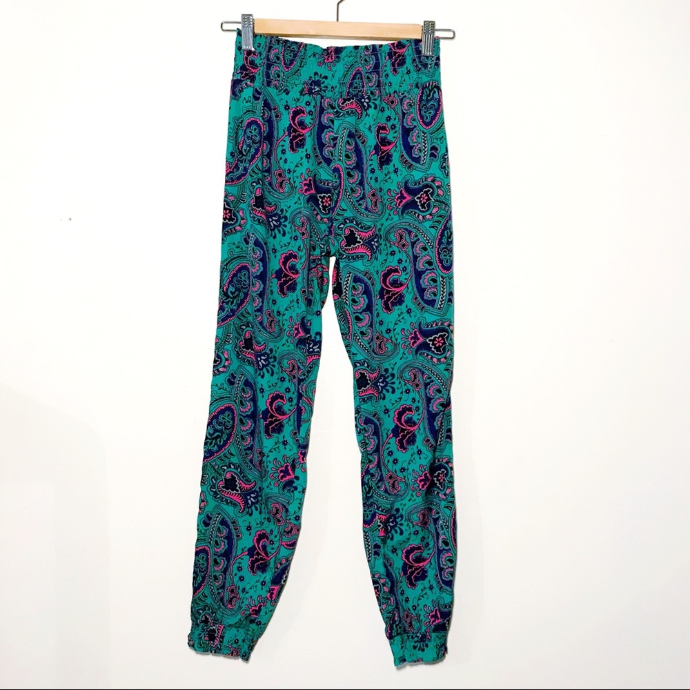 Aerie Green Paisley Print Silky Jogger